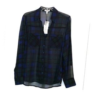 Express Sheer Plaid Portofino Shirt